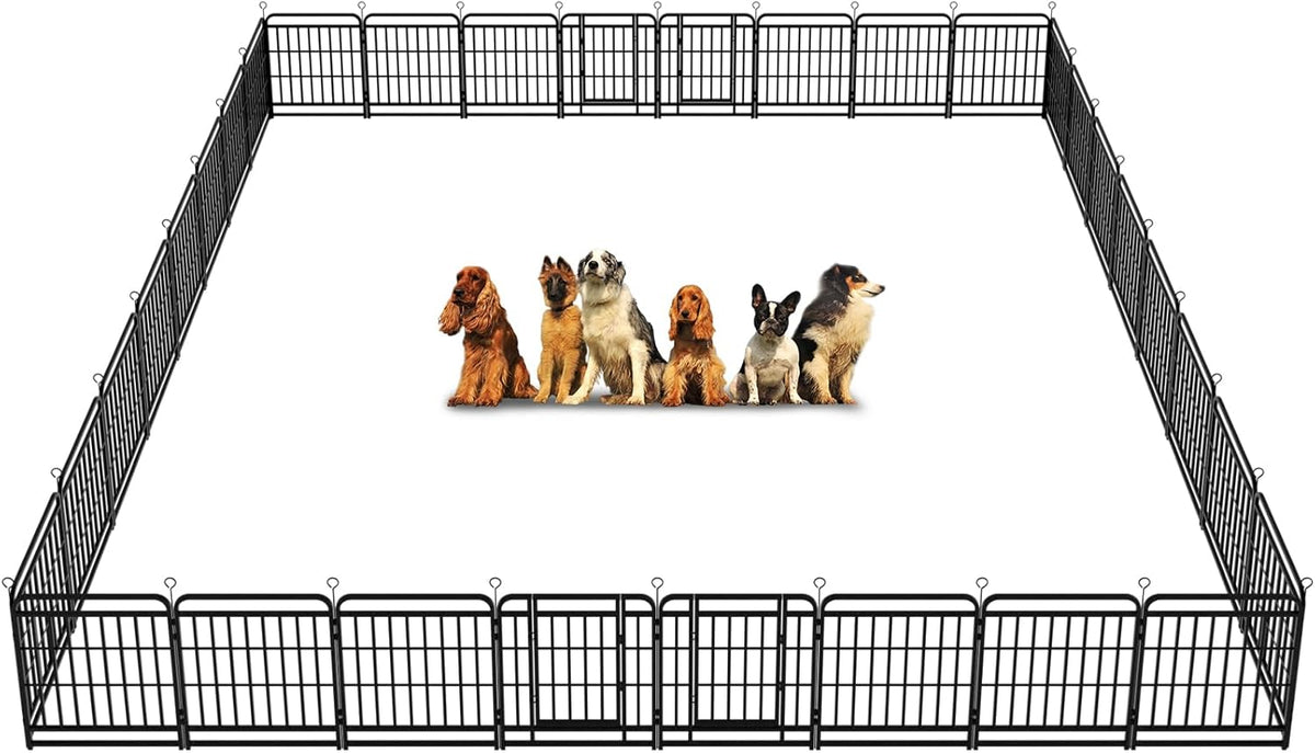 Dog Playpen Outdoor 32 Panels Heavy Duty Dog Fence 32" Height with Thick Pipe Anti-Rust with Doors