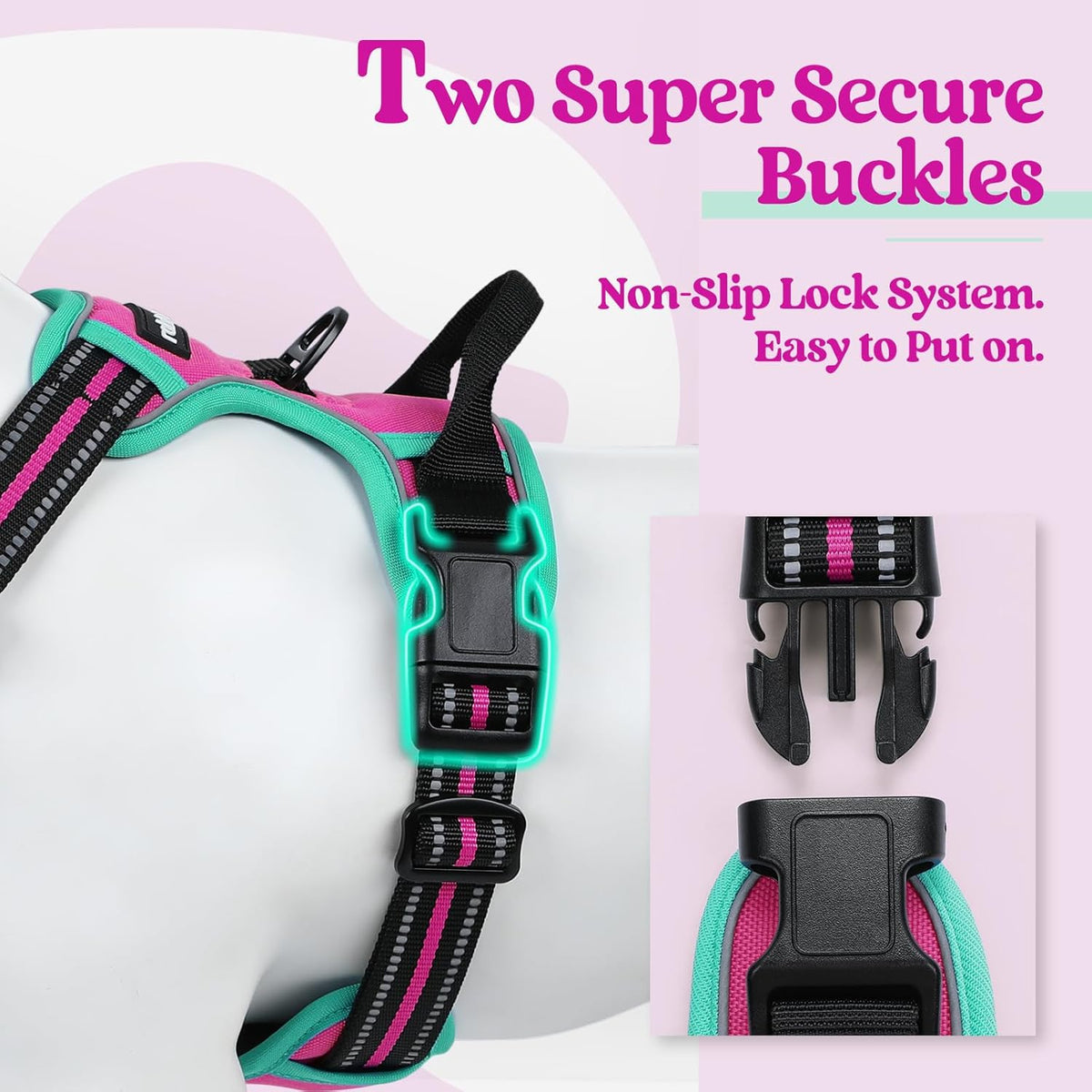 rabbitgoo Dog Harness No Pull with 2 Leash Clips, Adjustable Soft Padded, Reflective Oxford No