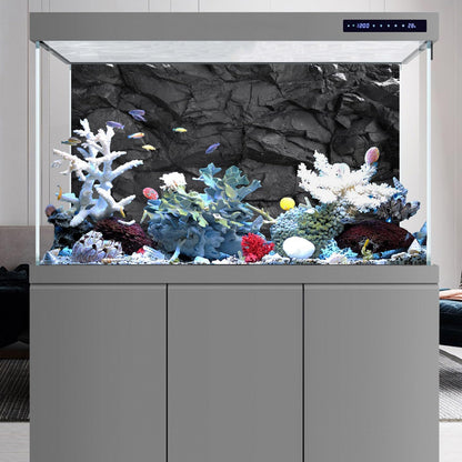 AWERT 24x12 inches Stone Aquarium Background Black Rock Fish Tank Background Rocky Terrarium