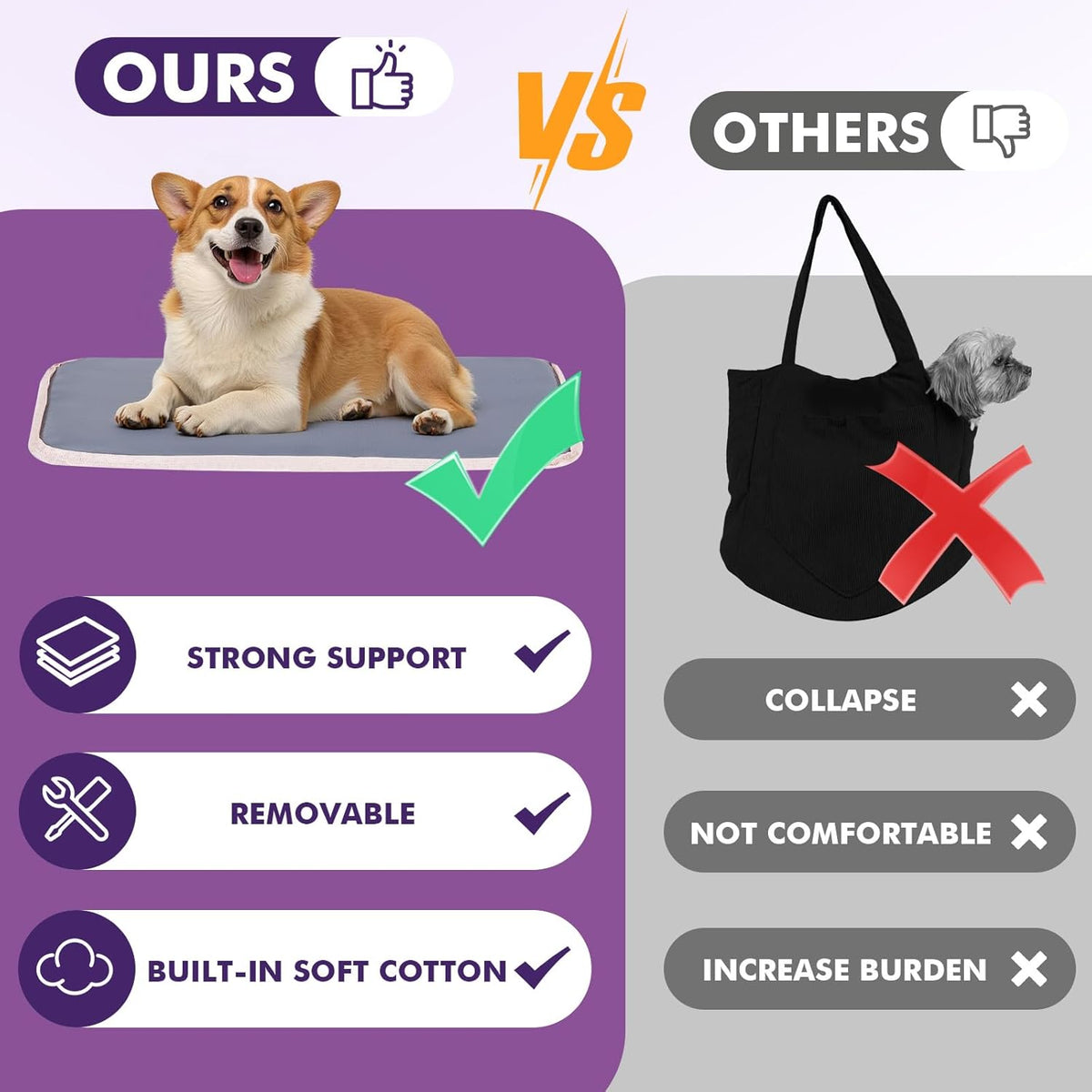 Pawaboo Dog Purse Carrier for Small Dogs with Pocket, Lightweight Dogs and Puppies Tote Bag