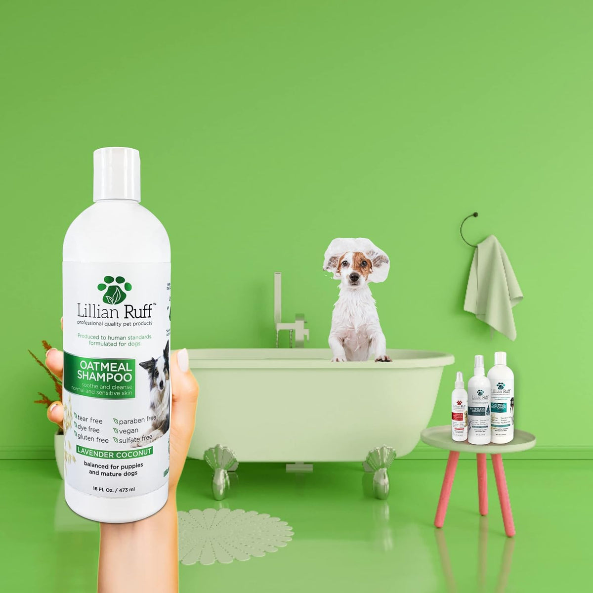 Lillian Ruff Calming Oatmeal Pet Shampoo for Dry Skin & Itch Relief with Aloe & Hydrating Essential