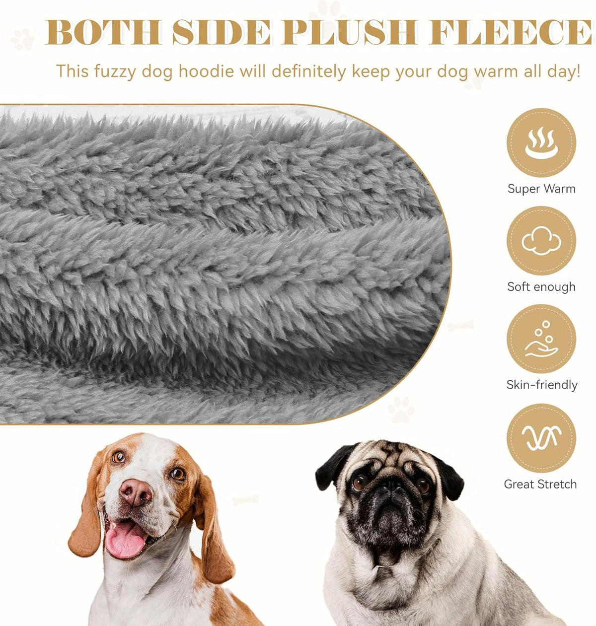 Fuzzy Dog Sweaters for Small Dogs Soft Double-Sided Plush Fleece Pet Sweater Dog Hoodie Clothes