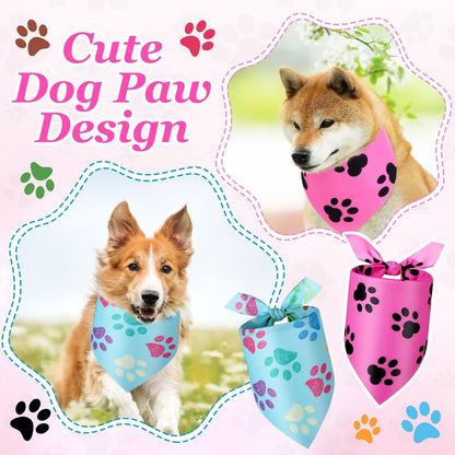 Abbylike 50 Pcs Paw Print Dog Bandanas Bulk Cute Footprint Bandanas for Dogs Triangle Kerchief Bib