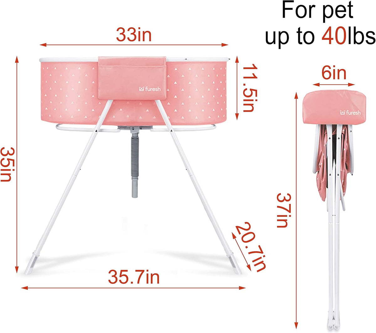 Little Dipper Dog Bath Tub and Wash Station for Bathing Shower and Grooming, Elevated Foldable and
