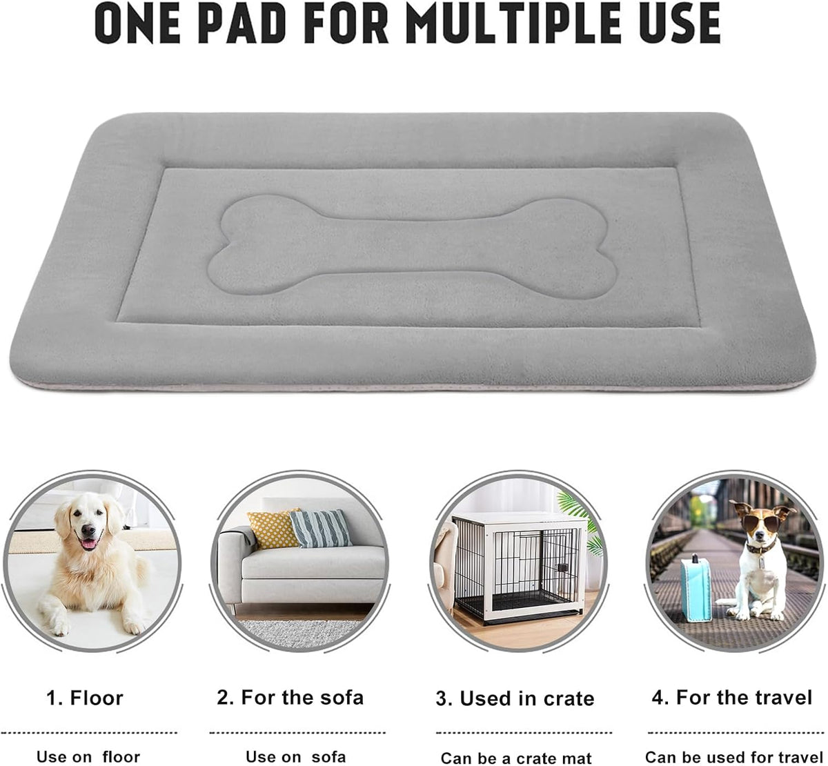 JoicyCo Extra Large Dog Bed Soft Dog Crate Pad Mat 48 in Non-Slip Bottom Washable Dog Sleeping