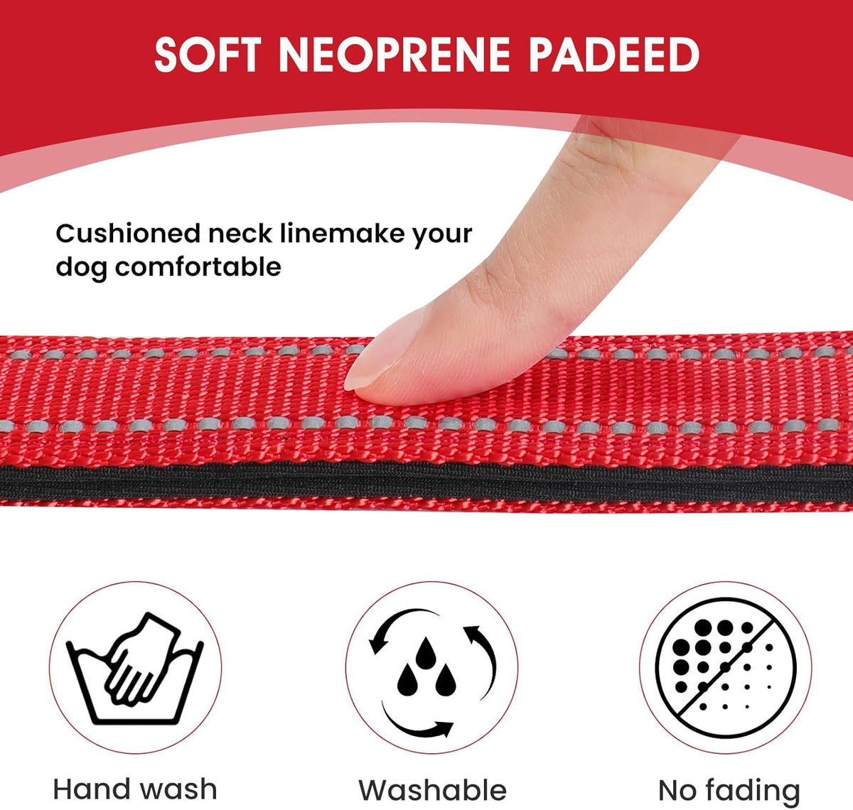 Reflective Dog Collar Padded with Soft Neoprene Breathable Quick Release Basic Dog Collars for