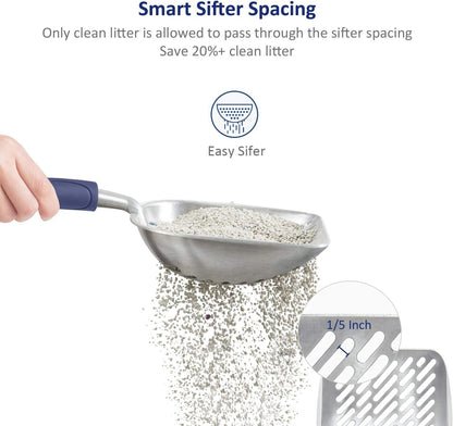 WePet Cat Litter Scoop, Aluminum Alloy Sifter, Kitty Metal Scooper, Deep Shovel with Diagonal