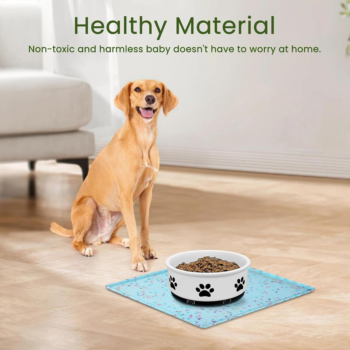 Ptlom Dog Food Mat Anti-Slip Dog Bowl Mats for Food and Water, Waterproof Pet Placemat Prevents