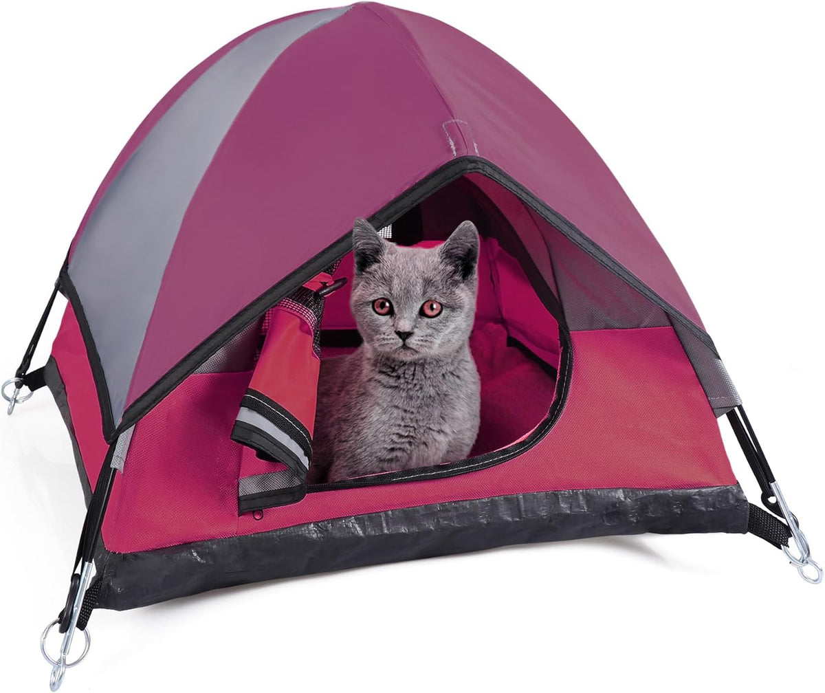 Cat Camping Tent, Cat Tent Bed, Pet Tent for Indoor Cat and Small Dog, Mini Tent (Red, 21 x 21 x 14