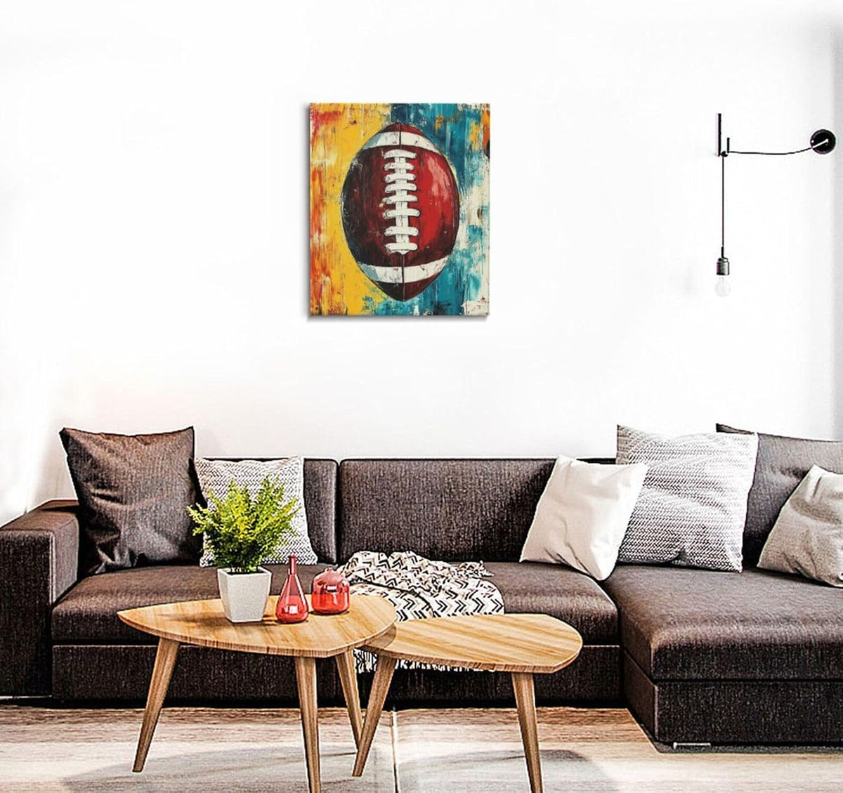 Graffiti Football Bathroom Pictures Wall Art, Rugby Sport Bathroom Wall Decor, Colorful Football