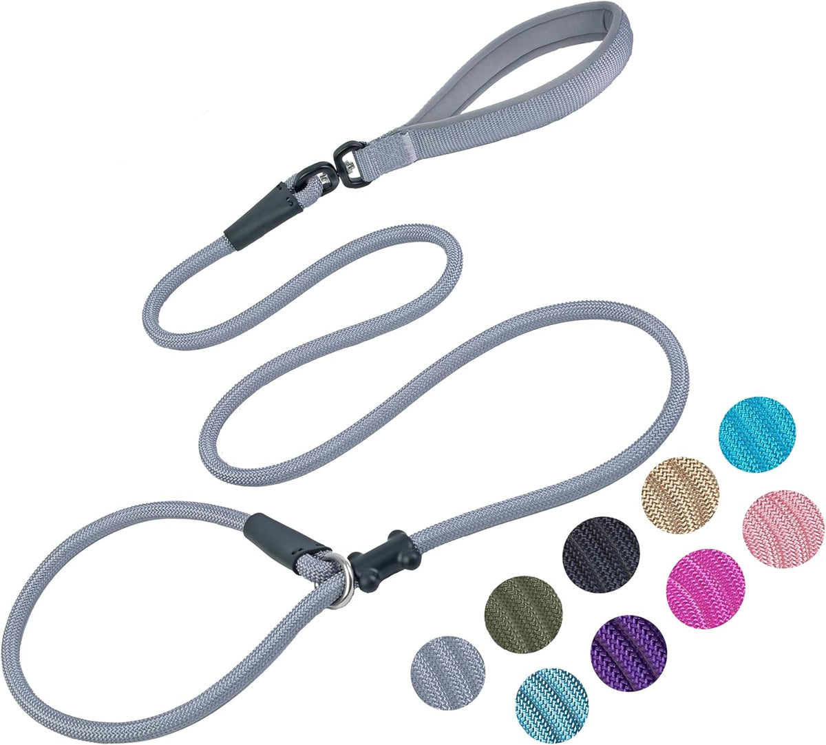 Slip Lead Dog Leash，Strong Nylon Rope Leash and Padded Handle,No Pull Outdoor Walking Training Lead
