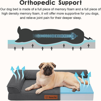Upgraded Medium Dog Bed, 3" Memory Foam with Waterproof Liner, Chew Resistant Microsuede Cover