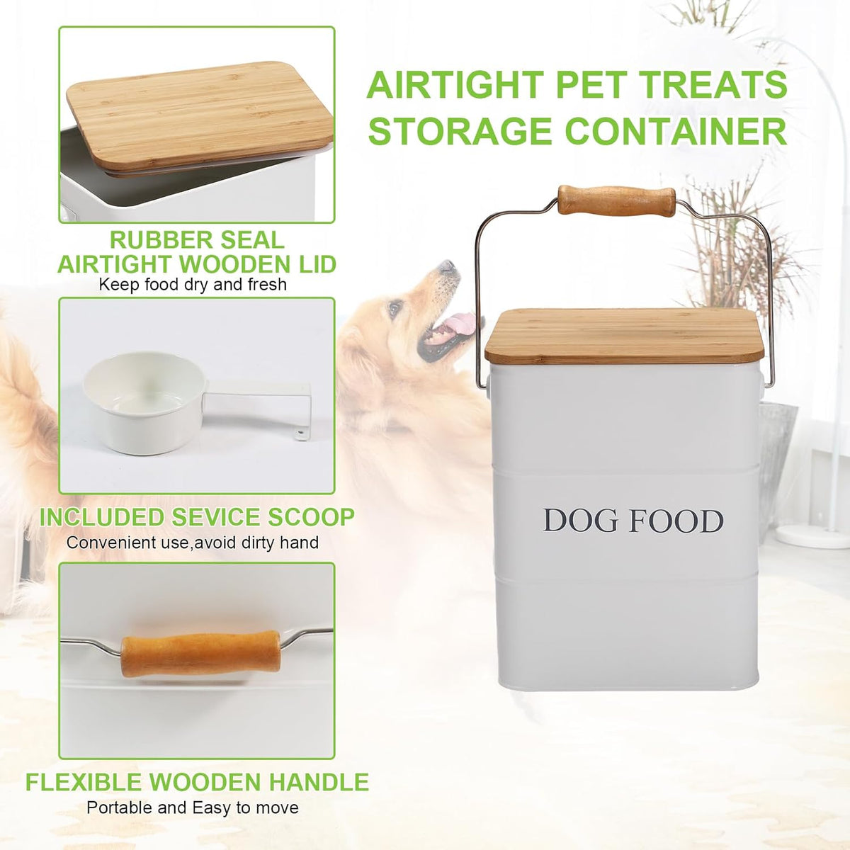 Dog Food storage container Dog Treats Jar,5~6 lb Metal food treats tin for Dog, pet snacks