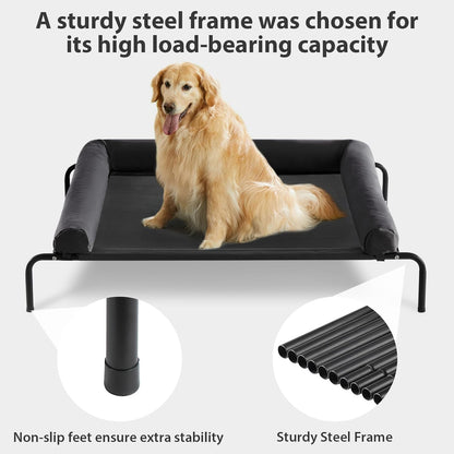 RRPETHOME Large Elevated Cooling Dog Bed, Raised Dog Cot Beds for Large Dogs, Elevated Outdoor Pet