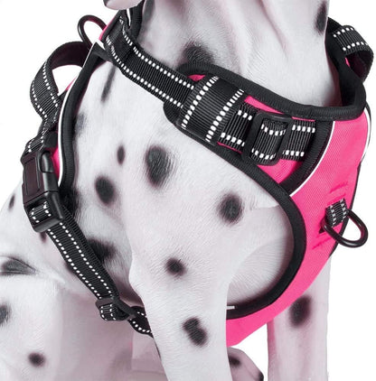 PoyPet No Pull Dog Harness, Reflective Comfortable Vest Harness with Front & Back 2 Leash