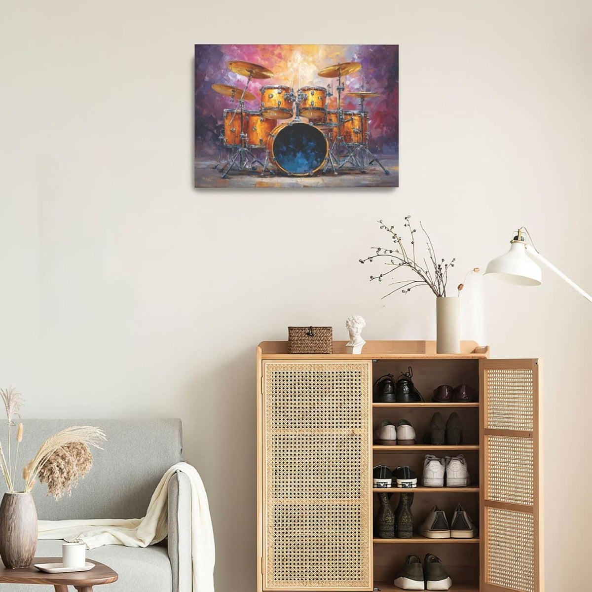 Music Wall Art Graffiti Musical Instruments Canvas Wall Decor Drum Pictures Painting Print Artwork