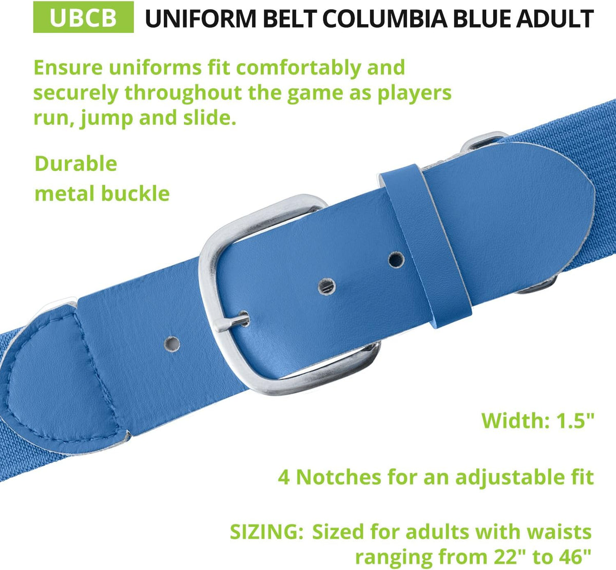 Champion Sports Baseball/Softball Uniform Belt, Comfort Stretch Fit Durable Syntex Tab - Youth &