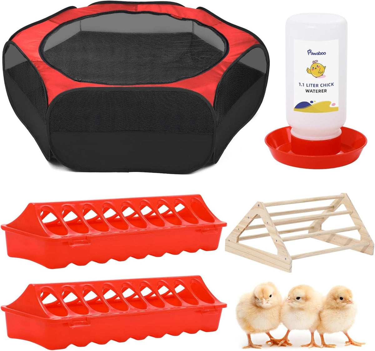 Pawaboo 5-in-1 Chicken Brooder Box for Chick Starter Kit, Includes Pet Cage Tent, Chicks Perch
