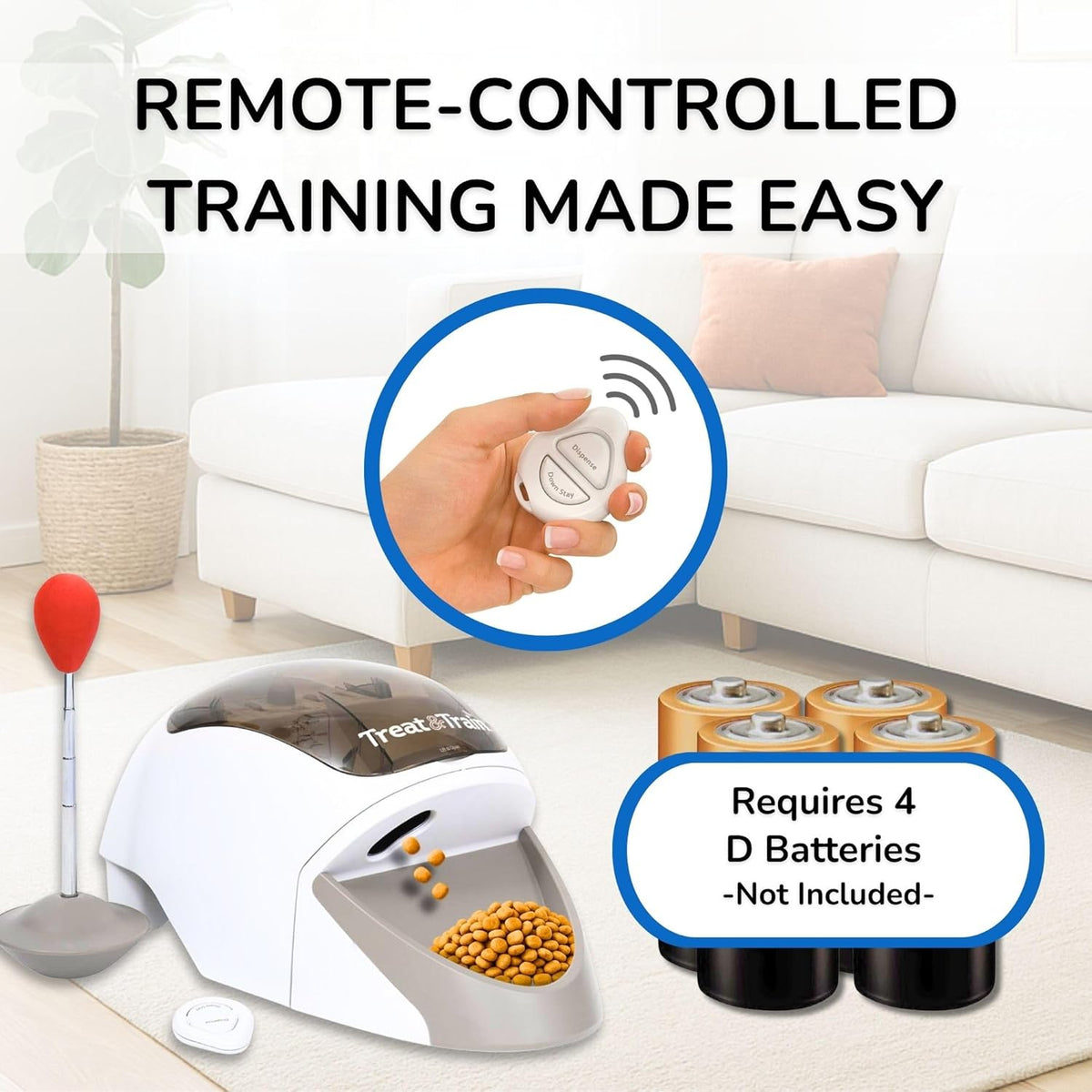Treat&Train - Remote Treat Dispensing Dog Training System, Positive Reinforcement, Calm Behavior