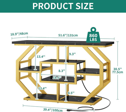 YITAHOME Heavy Duty 55-75 Gallon Fish Tank Stand with Power Outlet, Marble Aquarium Stand for Fish