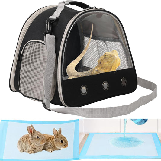 Small Animal Travel Carrier with Absorbent Pad Set, Pee Pad with Leak-Proof Quick-Dry Design for