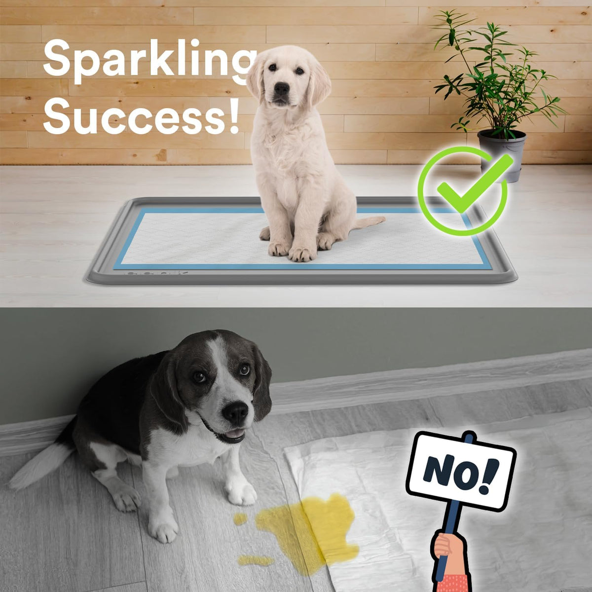 Pee Pad Tray Holder for Dogs - Fits Up to 22 x 22 in. Square Potty Training Pads No Spill Raised