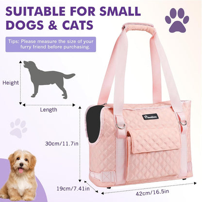 Pawaboo Dog Purse Carrier for Small Dogs with Pocket, Lightweight Dogs and Puppies Tote Bag
