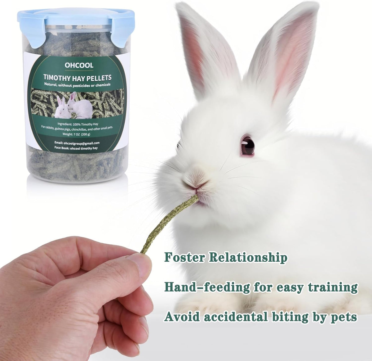 Timothy Hay Pellets 28oz (4 * 7 oz) - 100% Timothy Premium Nutrition Pellet for Tortoise, Rabbits