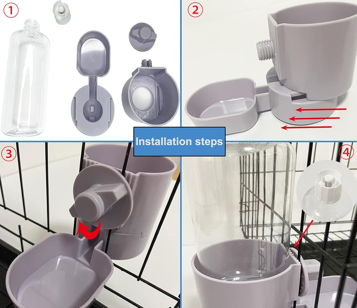 Rabbit Water Bottle 17 OZ Bunny Hanging Water Fountain Automatic Guinea Pig Water Dispenser No Leak