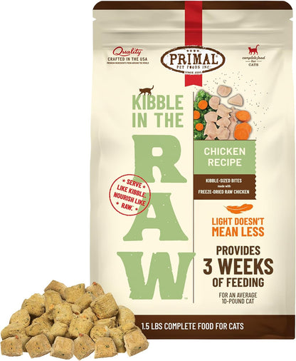 Primal Kibble in The Raw, Freeze Dried Cat Food, Chicken, Scoop & Serve, Made with Raw Protein