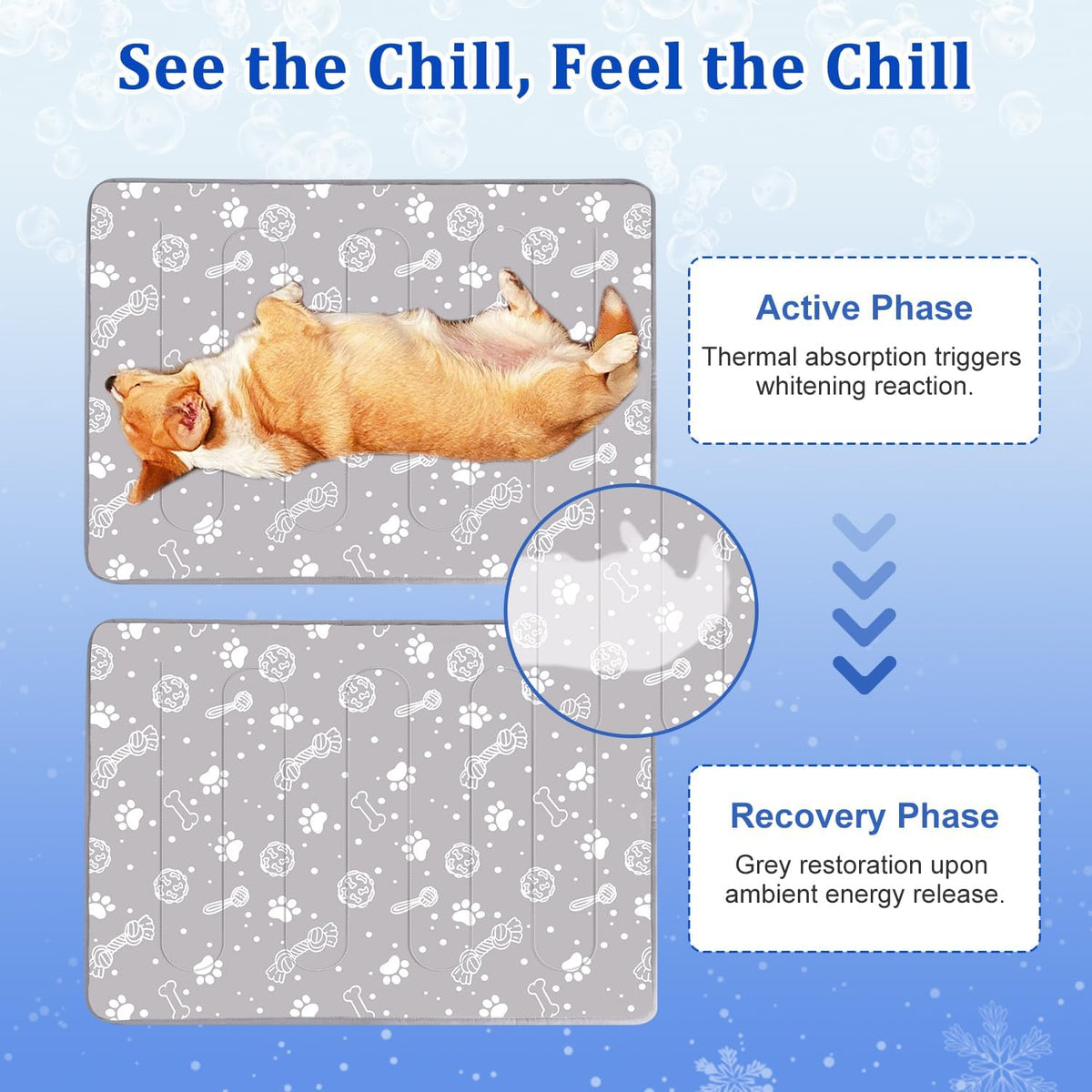 MH MYLUNE HOME Upgrade Cooling Mat for Pets, 44”x32” Arc-Chill Fiber Reinforced Padding