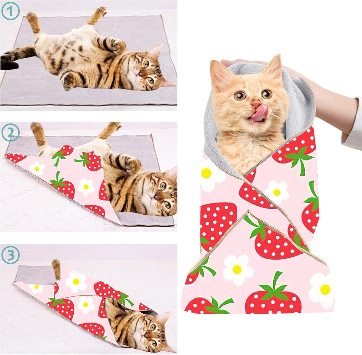 2 Pack Cat Grooming Wrap, L(Within 15lbs) Cat Restraint Wrap for Nail Clipping, Ear Cleaning, and