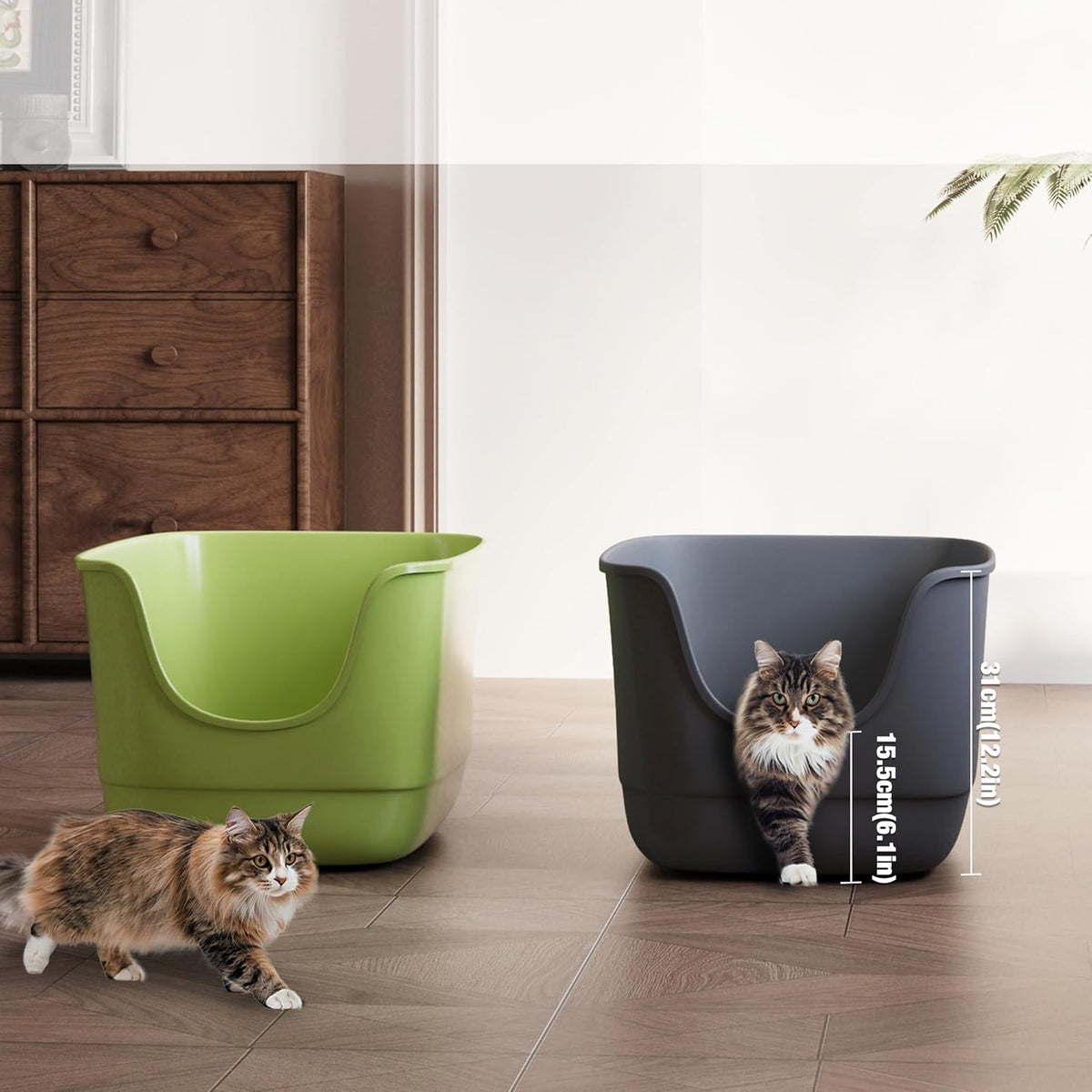 Gefryco Jumbo Cat Litter Box with High Sides, Extra Large for Muti Cats Open Big Cat Litter Box