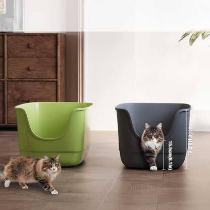 Gefryco Jumbo Cat Litter Box with High Sides, Extra Large for Muti Cats Open Big Cat Litter Box