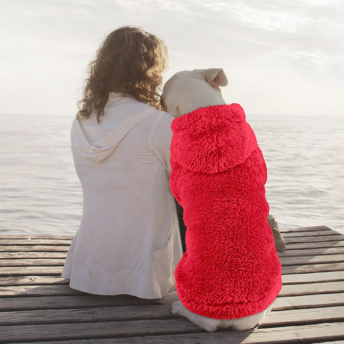 Fuzzy Dog Sweaters for Large Dogs Dog Hoodie Soft Double-Sided Plush Fleece Pet Sweater Clothes