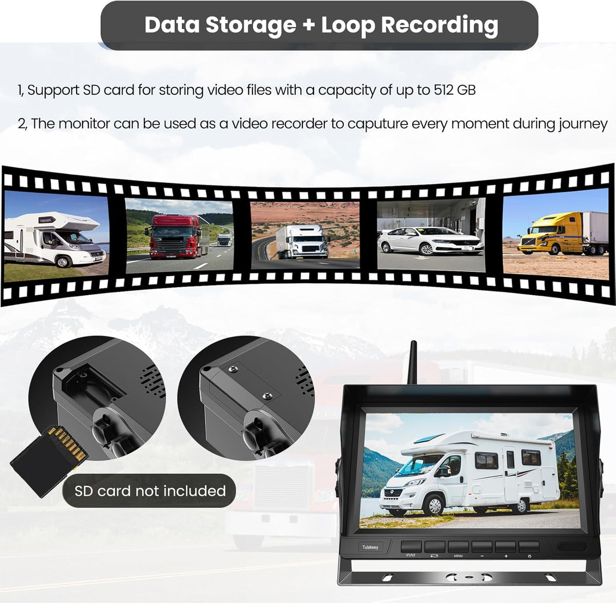 Wireless Backup Camera with Screen, Rear View Mirror Camera 1080P, Night Vision and Waterproof IP68