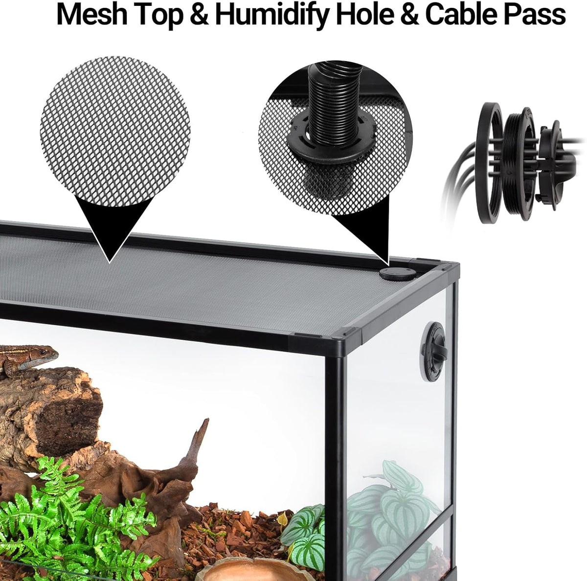 Double Stacked Reptile Tank, 24" x 18" x 44" Tall Reptiles Terrarium, Front Opening, Full Vision