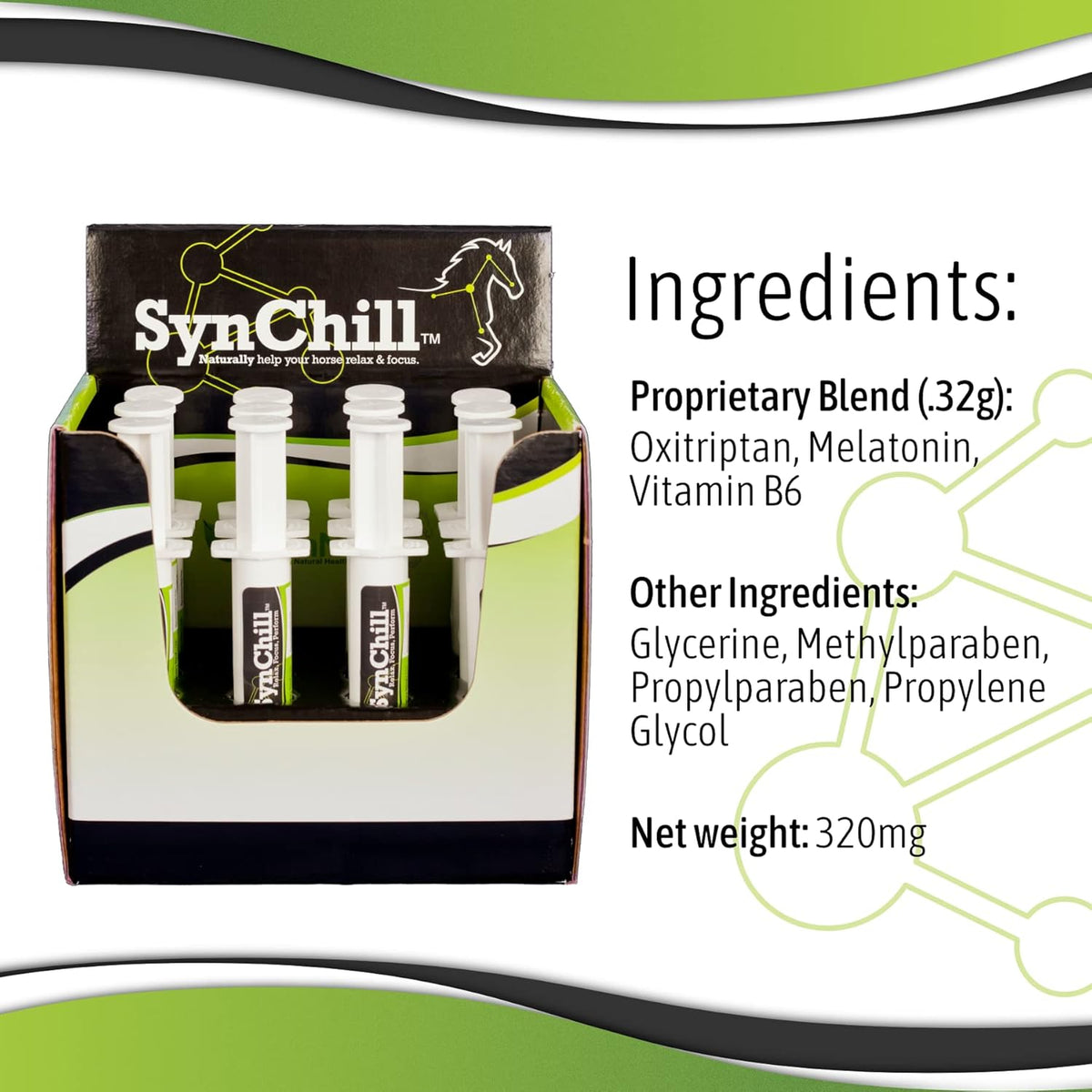 SynChill Oral Horse Calming Gel, 100% Natural & Nutritional Supplement, Lab Proven Results