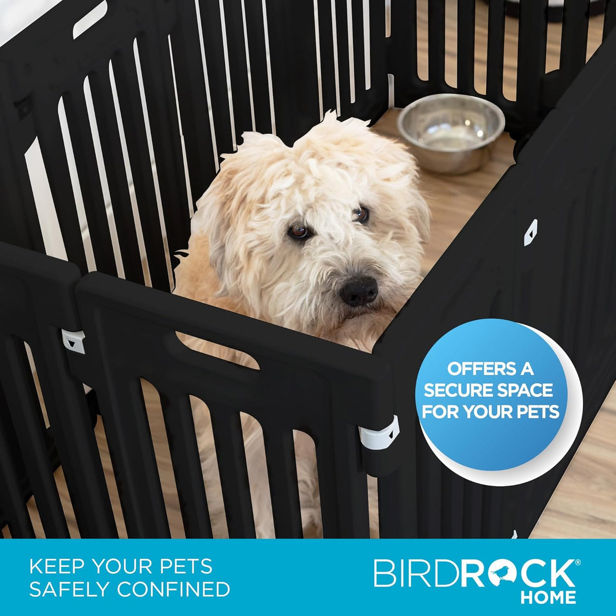 BIRDROCK HOME Dog Playpen w/Door, 12 Panel, 25.6in H | Strong Plastic, Non-Slip Puppy Playpen