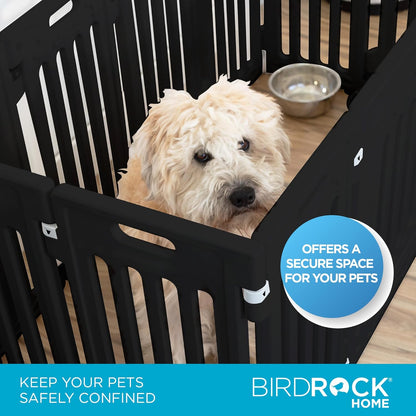 BIRDROCK HOME Dog Playpen w/Door, 12 Panel, 25.6in H | Strong Plastic, Non-Slip Puppy Playpen