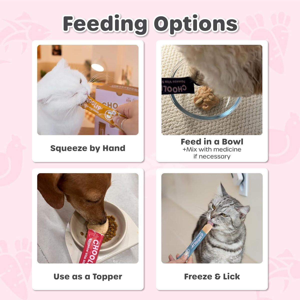 Grab & Go Squeeze Vita Stick Lickable Treats for Dogs & Cats. 49 Variety Support Sticks with