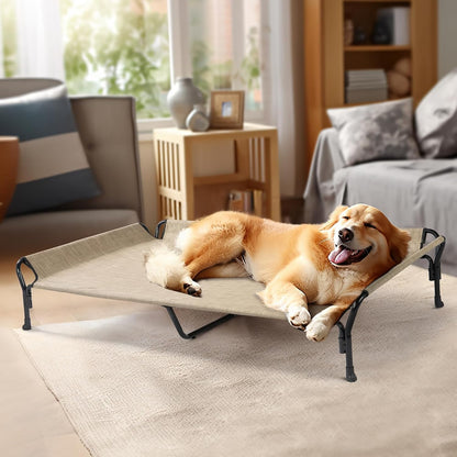 Veehoo Cooling Elevated Dog Bed, Guardrail Raised Pet Cot, Indoor & Outdoor XXL Pet Bed with