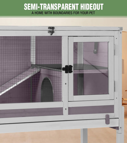 GUTINNEEN Guinea Pig Cage Rabbit Cage Indoor with Chew-Proof Edges, Clean Deep Tray, Leakproof PVC