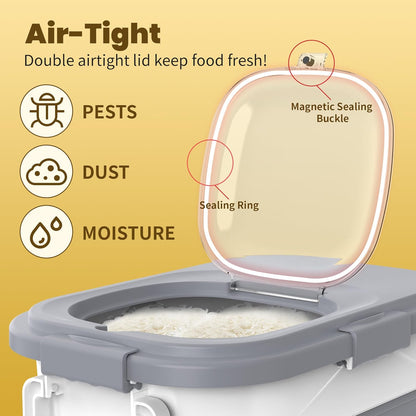 HOYTAMDA 30-40Lbs Rice Container,Collapsible Airtight Food Storage Containers with