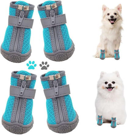 Dog Shoes for Small Dogs, Puppy Dog Boots & Paw Protector for Winter Snow Day, Summer Hot Pavement