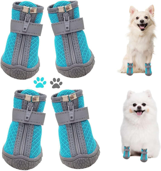 Dog Shoes for Small Dogs, Puppy Dog Boots & Paw Protector for Winter Snow Day, Summer Hot Pavement