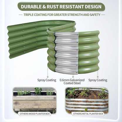 Galvanized Raised Garden Bed Outdoor- 2 Pcs Raised Beds for Gardening| Metal Planter Box, Steel