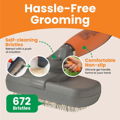 GoPets Self-Cleaning Slicker Brush for Dogs & Cats, Deshdding & Dematting Comb with Retractable