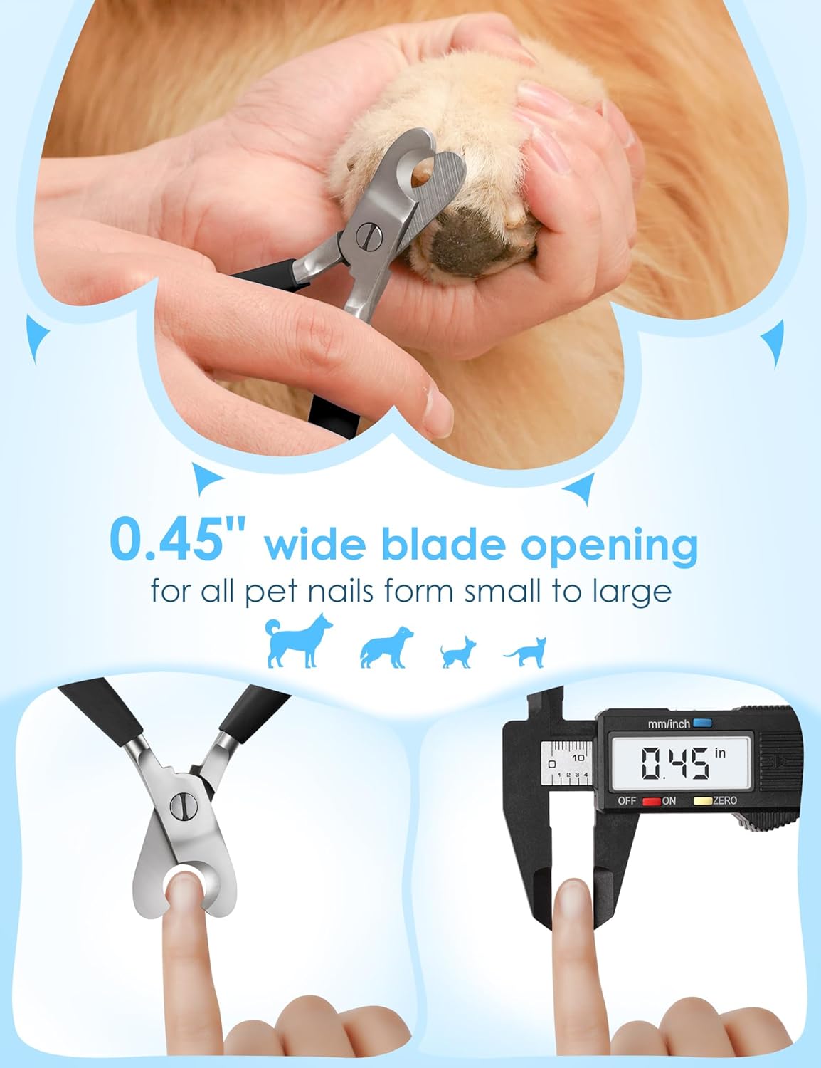 Heavy Duty Dog Nail Clippers -【Cuts Thick Nails Like Butter】【Upgraded Large Opening】 Professional