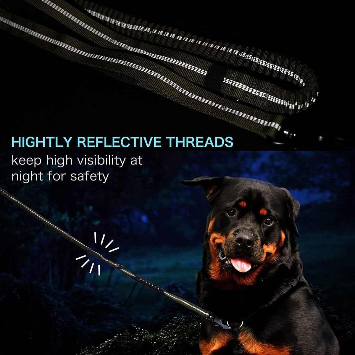4-6FT Heavy Duty Dog Leashes for Large Dogs, Shock Absorbing Bungee Tactical Leash with 2 Padded